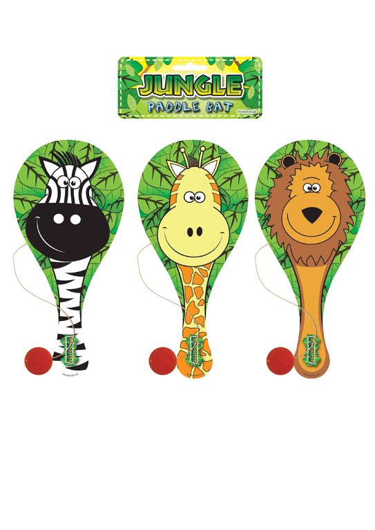 Jungle Animal Wooden Paddle Bat and Ball Game Choice Wholesale