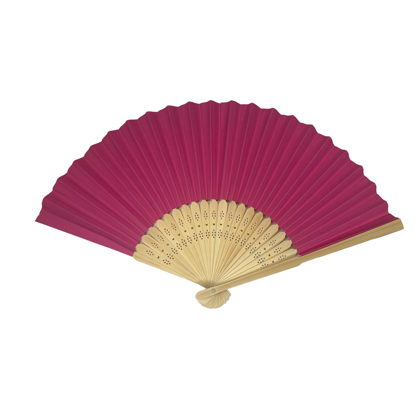 Dark Pink Paper Foldable Hand Held Bamboo Wooden Fan by Parev