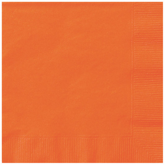 Pack of 20 Pumpkin Orange Solid Beverage Napkins