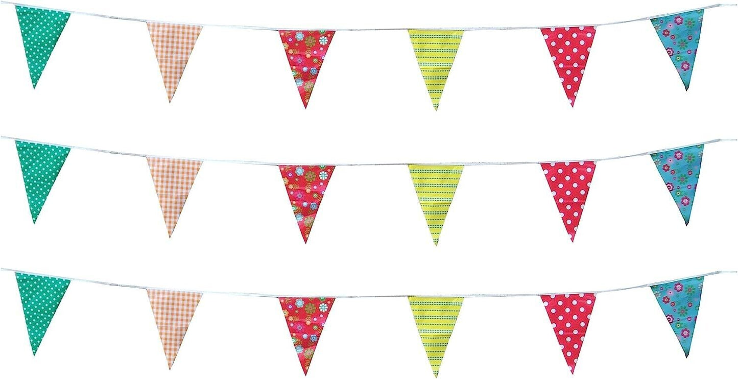 Multicoloured Shabby Chic Vintage Print Bunting with 35 Pennants