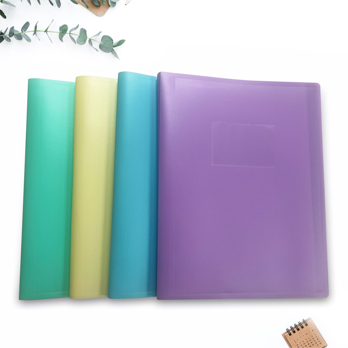 A4 Pastel Yellow Coloured Flexicover 20 Pocket Display Book with Card Pocket