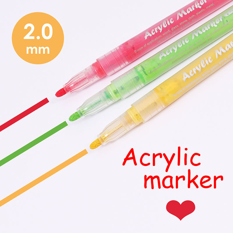 Box of 12 Assorted Colour Acrylic Marker Pens