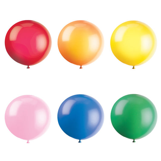 Pack of 6 Assorted Colours 36" Latex Balloons