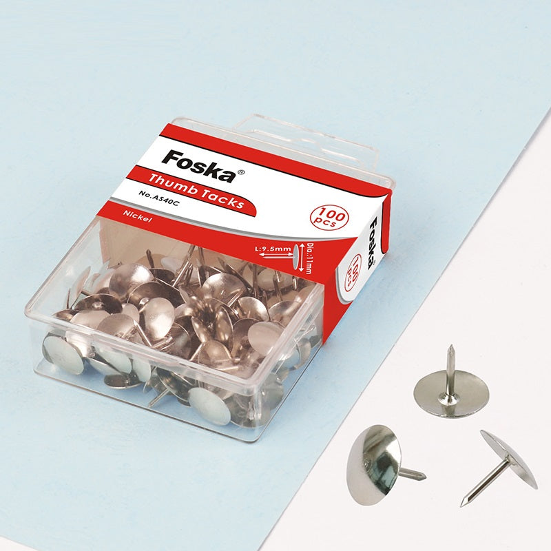 Pack of 100 Silver Nickel Thumbtacks 11mm