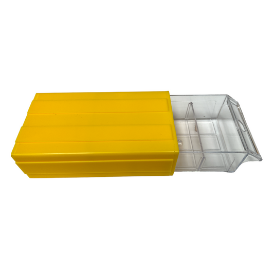 Yellow Stackable Plastic Storage Drawers L180xW93xH50mm with Removable Compartments