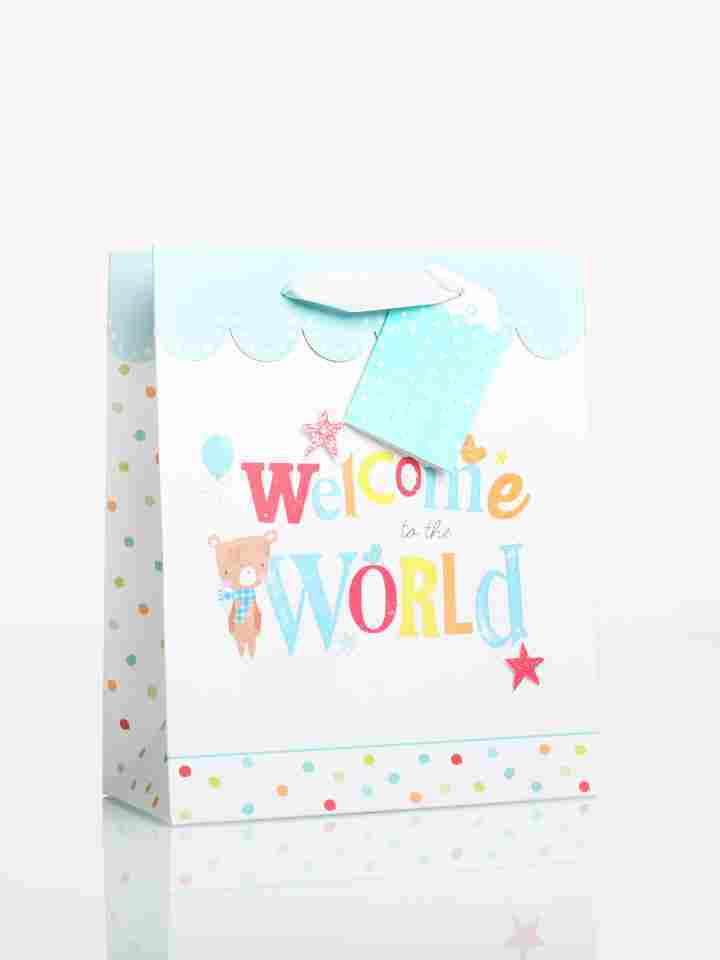 Medium-Candy Creatures Baby Boy Welcome to The World Medium Gift Bag