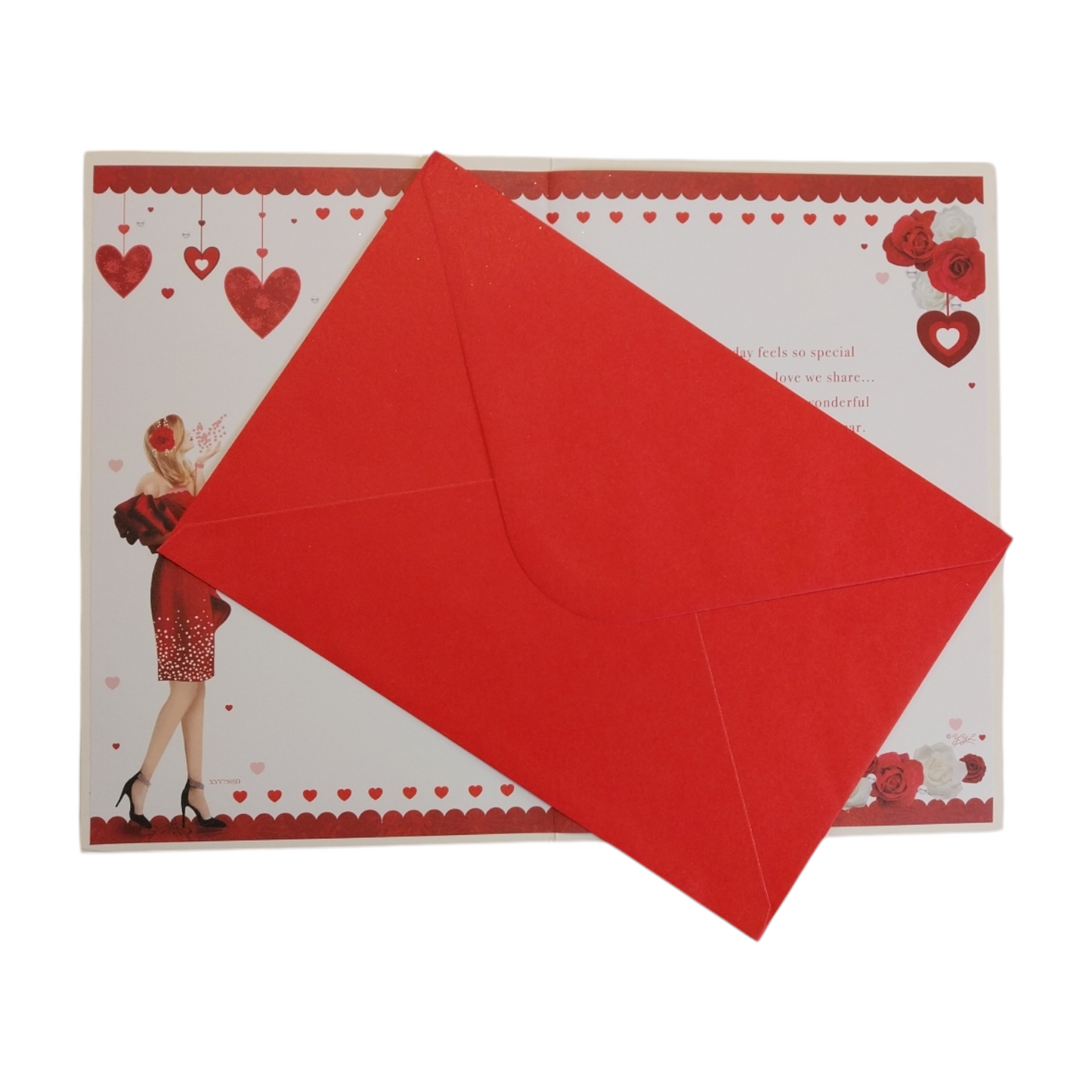 Especially For You Woman In Red Gown Design Valentine's Day Card