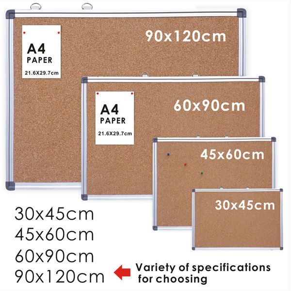 Aluminium Framed Corrugated Notice Cork Bulletin Board 45 x 60cm