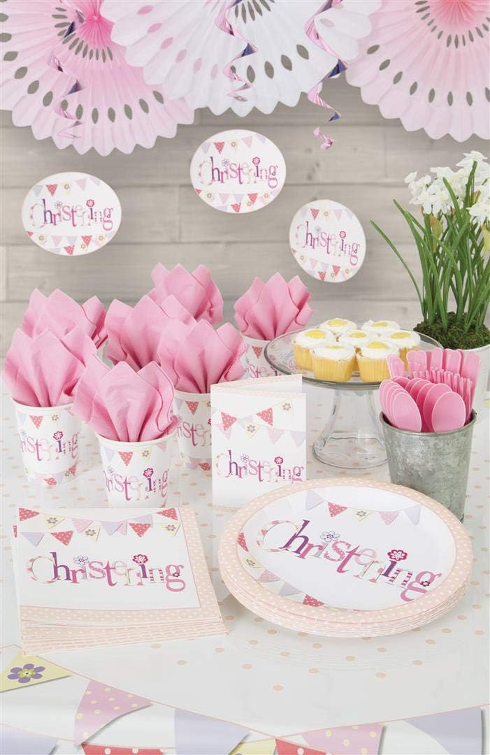 Pack of 3 26" Pink Bunting Christening Hanging Swirl Decorations