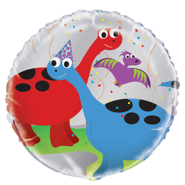 Party Dinosaur Round Foil Balloon 18"