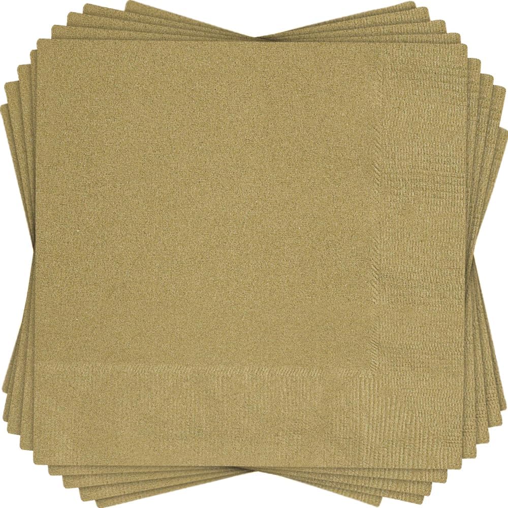 Pack of 20 Gold Solid Beverage Napkins