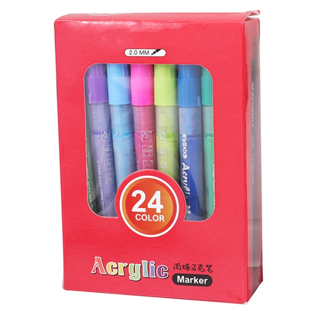 Box of 24 Assorted Colour Acrylic Marker Pens