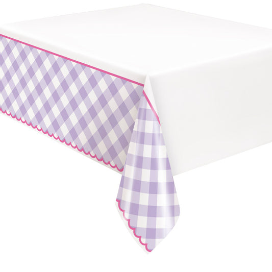 54" x 84" Pastel Gingham Rectangular Plastic Table Cover