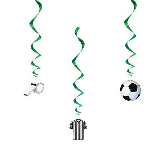 Pack of 3 26" 3D Football Soccer Hanging Swirl Decorations