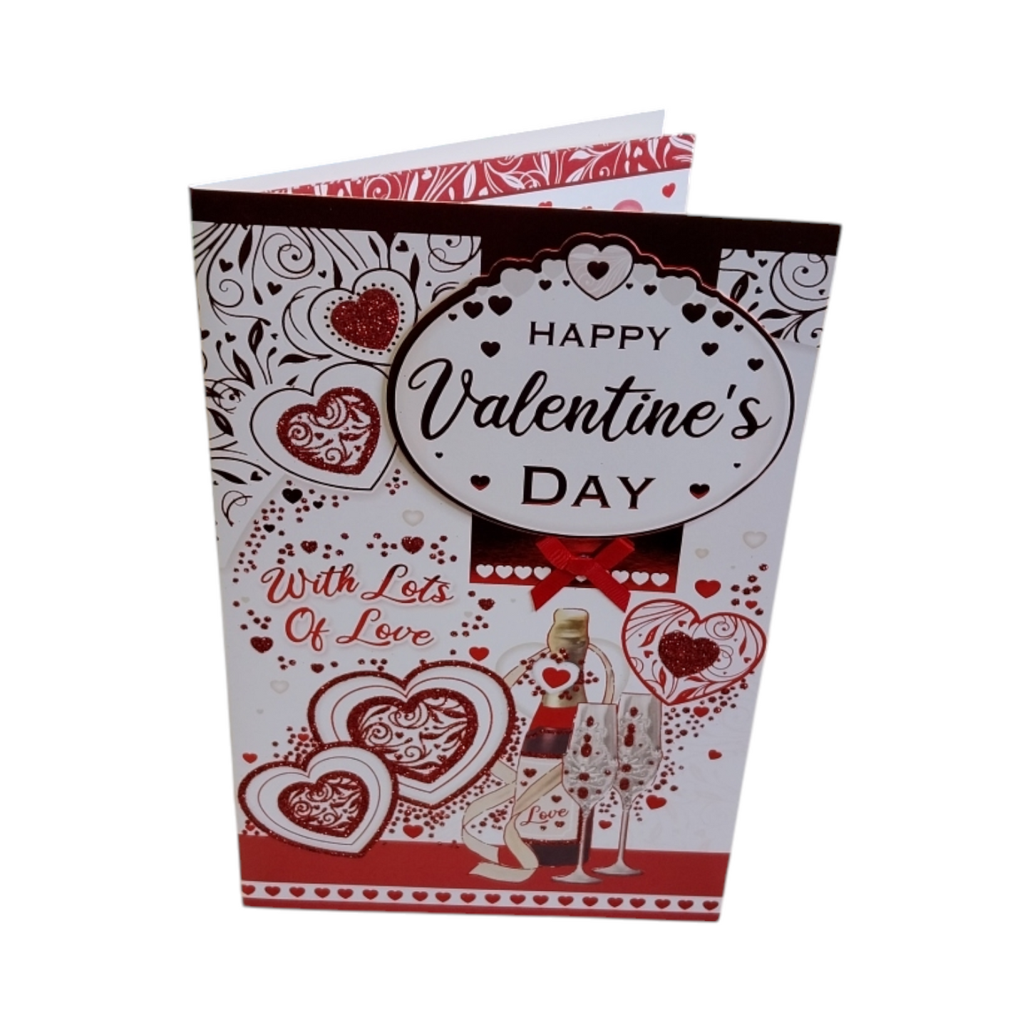 Red Glitter Hearts Classic Design Valentine's Day Card