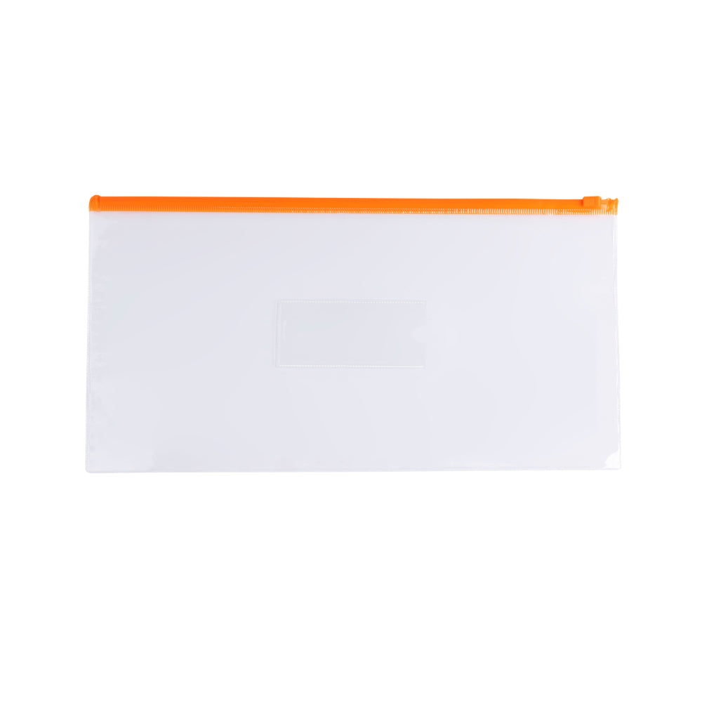 Pack of 12 DL Clear Zippy Bags with Orange Zip