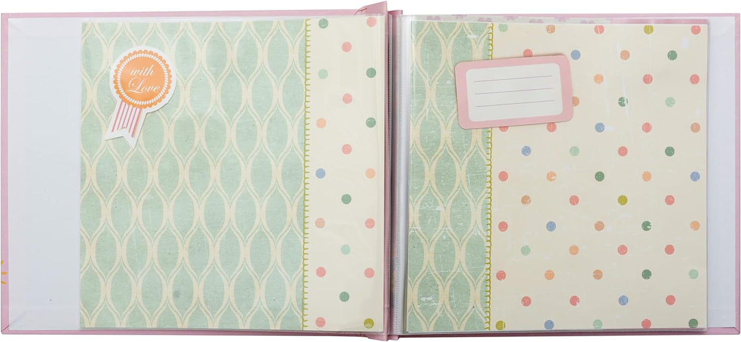 Kenro Pink Children's Scrapbook Colourful Patterned Paper with Photo Window