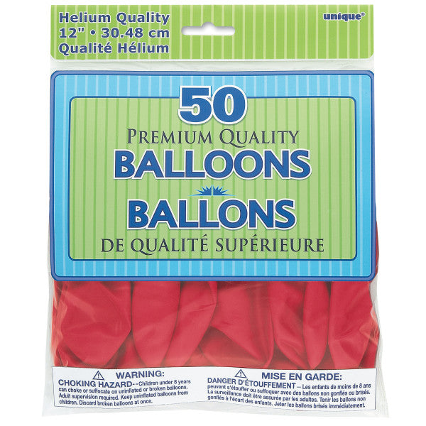 Pack of 50 Scarlet Red 12" Latex Balloons