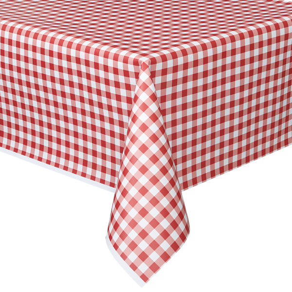 Red Gingham Rectangular Plastic Table Cover, 54"x108"