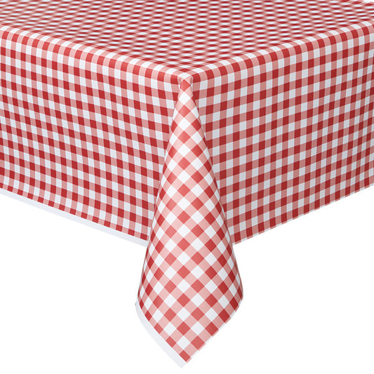 Red Gingham Rectangular Plastic Table Cover, 54"x108"