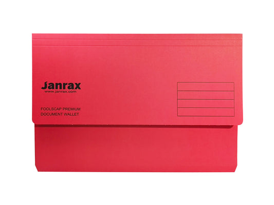 Pack of 10 Red Card Premium Foolscap Document Wallets