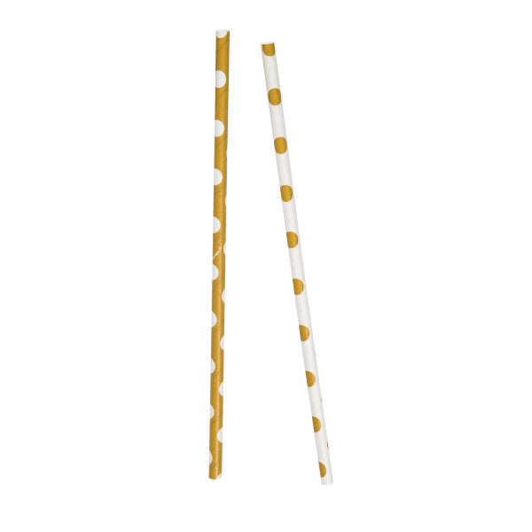 Pack of 10 Gold Dots Paper Straws