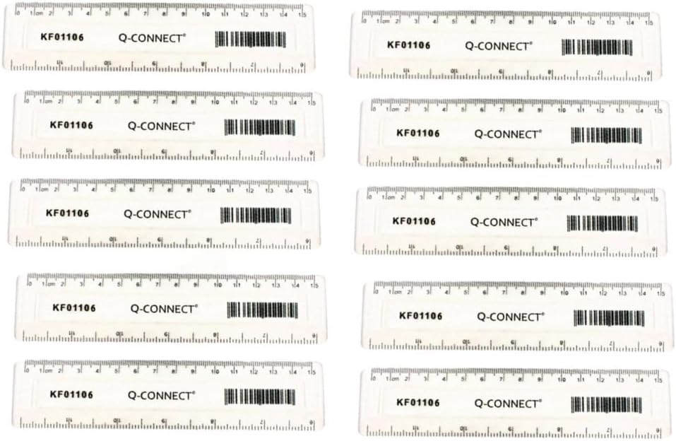 Pack of 10 Acrylic Shatter Resistant Clear Rulers 15cm 