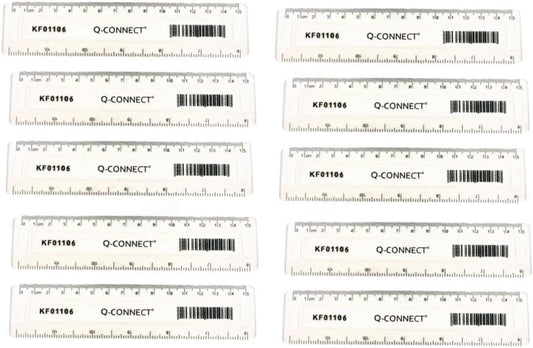 Pack of 10 Acrylic Shatter Resistant Clear Rulers 15cm 