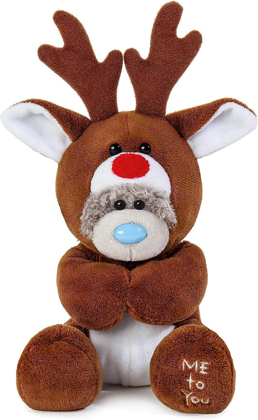 Me to You Tatty Teddy Christmas Reindeer Bear On Gift Plinth 15cm High