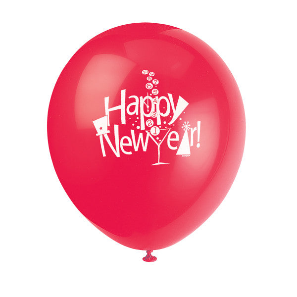 Pack of 8 New Year's Countdown 12" Latex Balloons