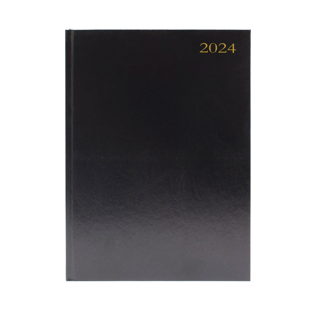 2024 A4 Day Per Page Black Desk Diary