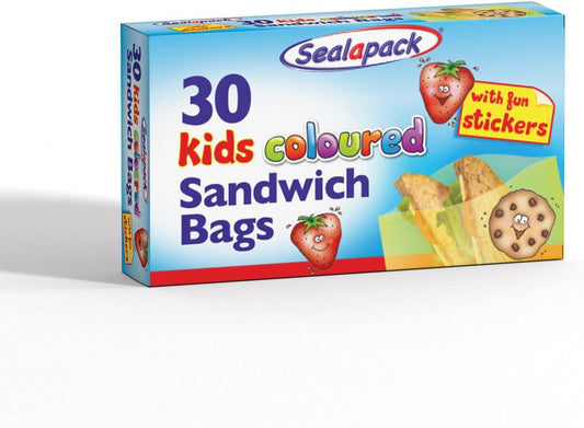 Pack of 30  Kids Coloured Sandwich Bags