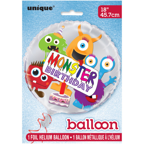 Monster Birthday Round Foil Balloon 18"