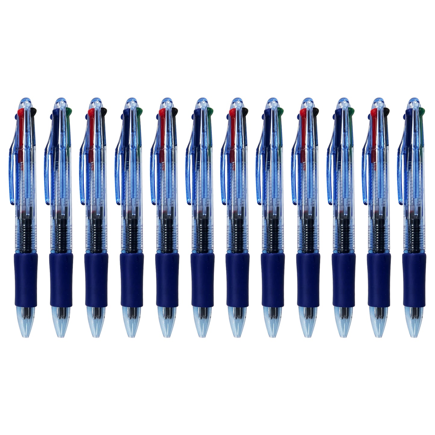 Pack of 12 Janrax 4 Coloured Ballpoint Pens - Colour Ball Pens