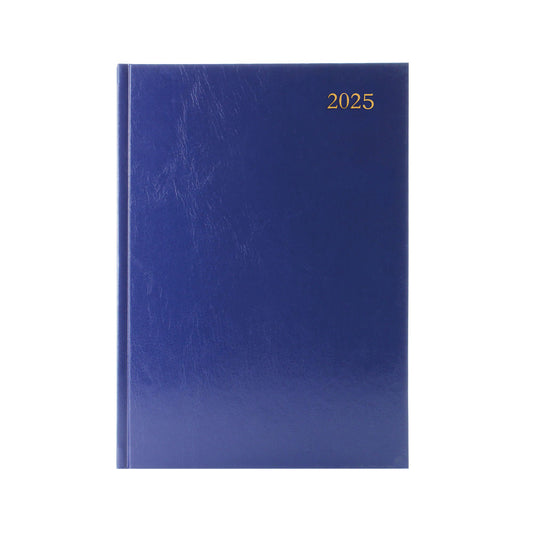 2025 A4 2 Pages Per Day Blue Desk Diary