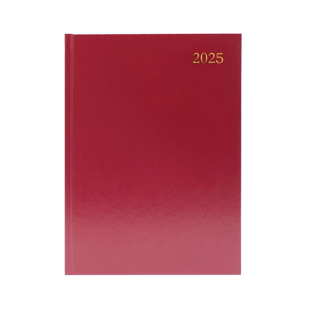 Janrax 2025 A4 Day Per Page Burgundy Appointments Diary