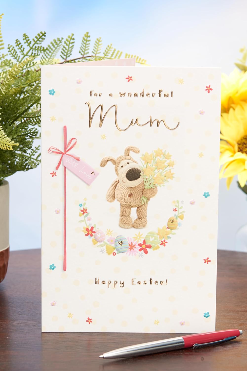 For A Wonderful Mum Boofle with a Bouquet Easter Card