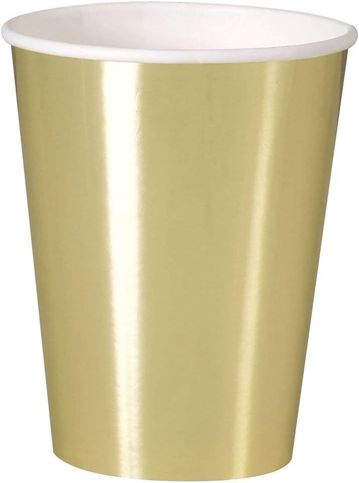 Pack of 8 Gold Foil Board 12oz Paper Cups