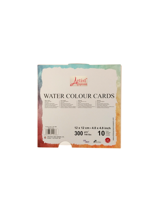 Water Colour Cards Folder 10 Sheets 12 x 12cm