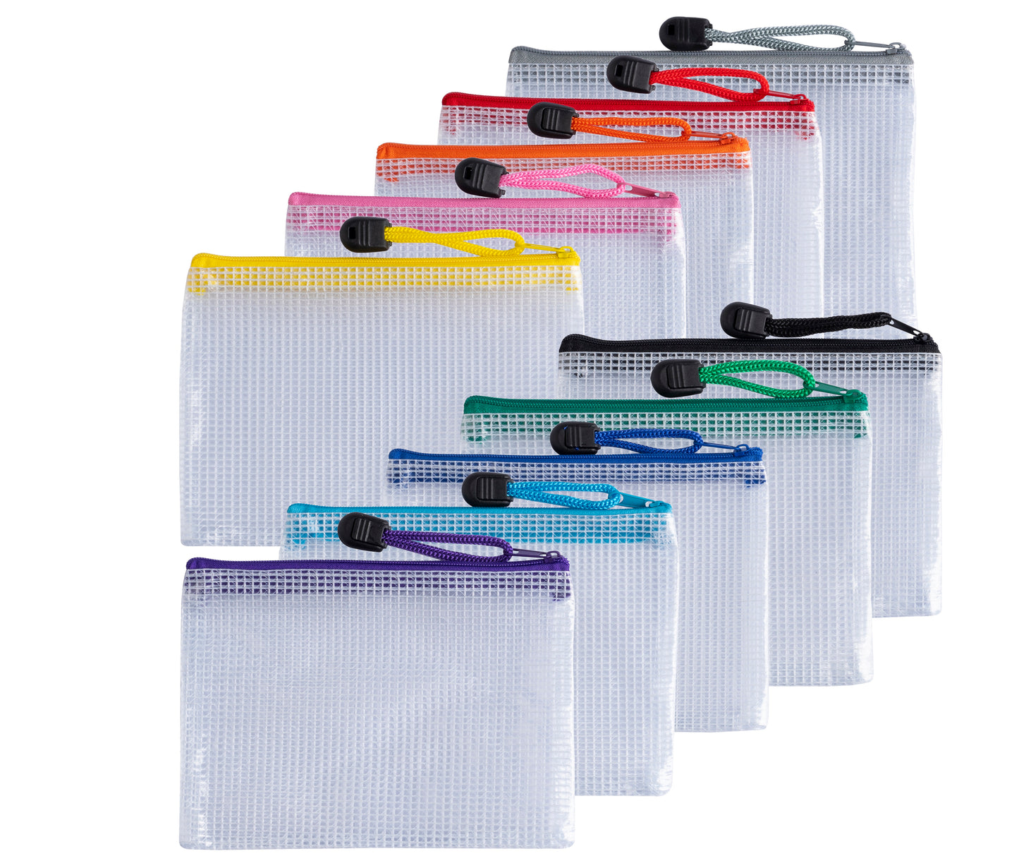 Pack of 12 A6 Light Blue PVC Mesh Zip Bags