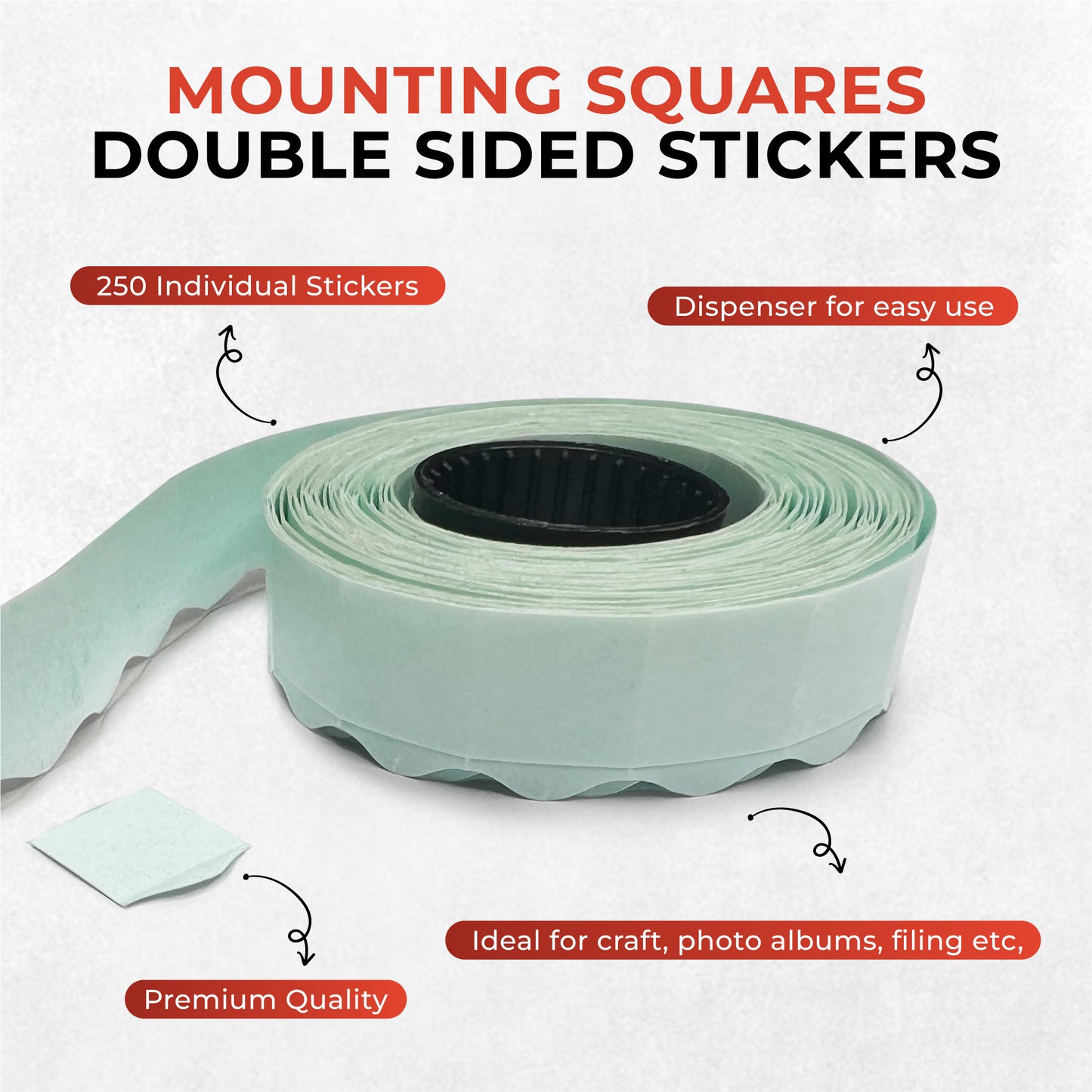 Pack of 250 Janrax Mounting Squares - Double Sided Stickers