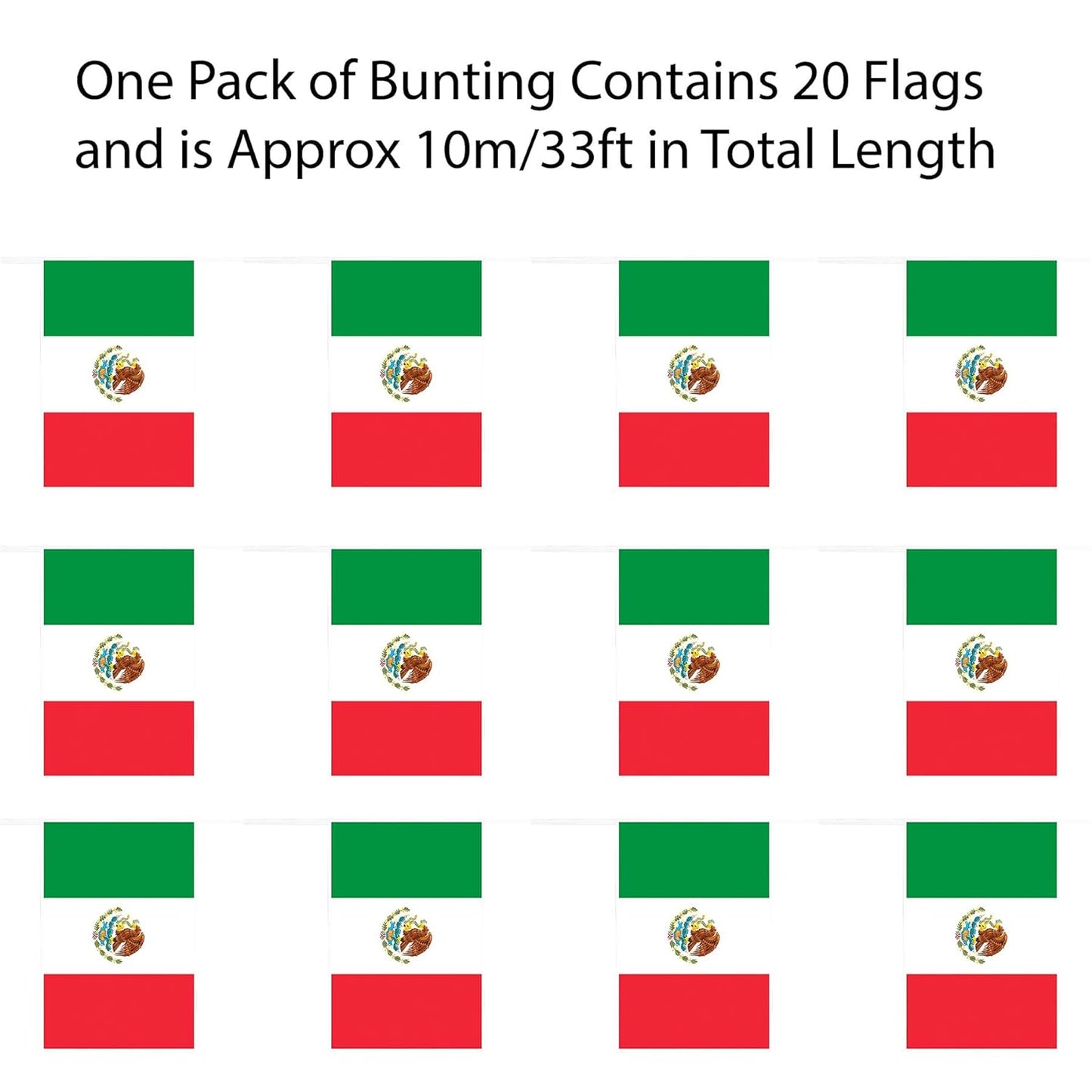 Mexico Rectangle Bunting 10m with 20 Flags