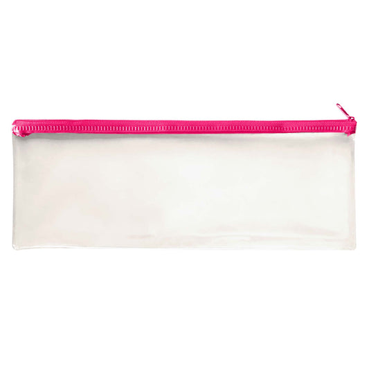 Janrax 13x5" Pink Zip Clear Exam Pencil Case