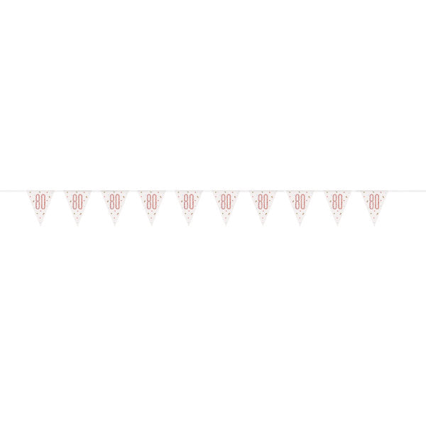 9ft Glitz Rose Gold Prismatic Plastic Number 80 Flag Banner