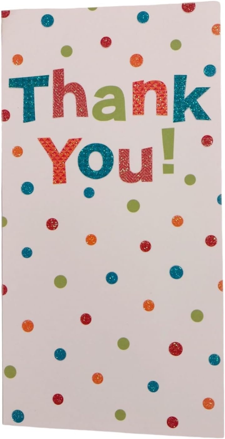 Pack of 8 Glitter Finished Thank You Cards with Spots