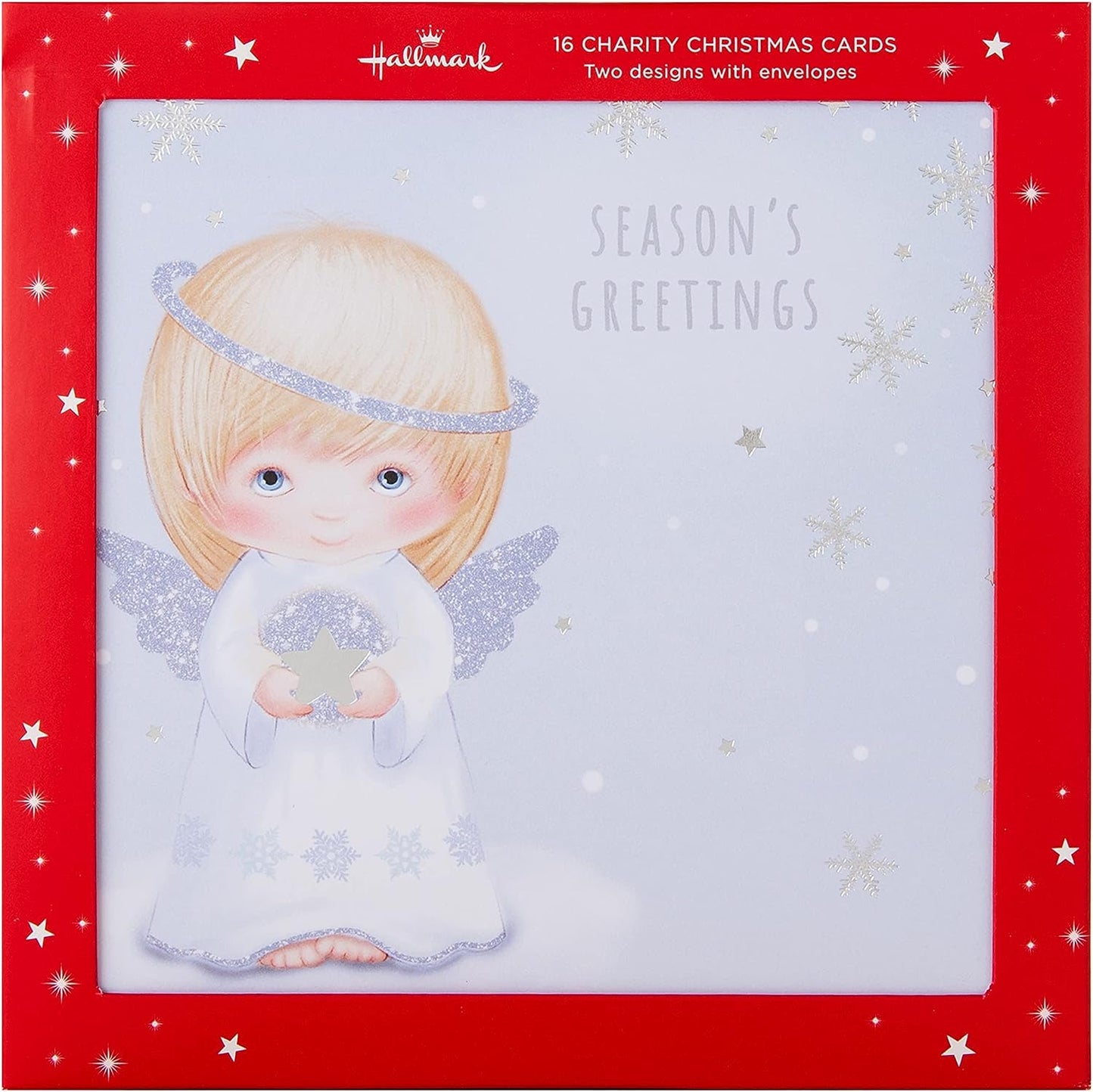 Festive Angel 2 Designs Pack of 16 Boxed Charity Christmas Cards