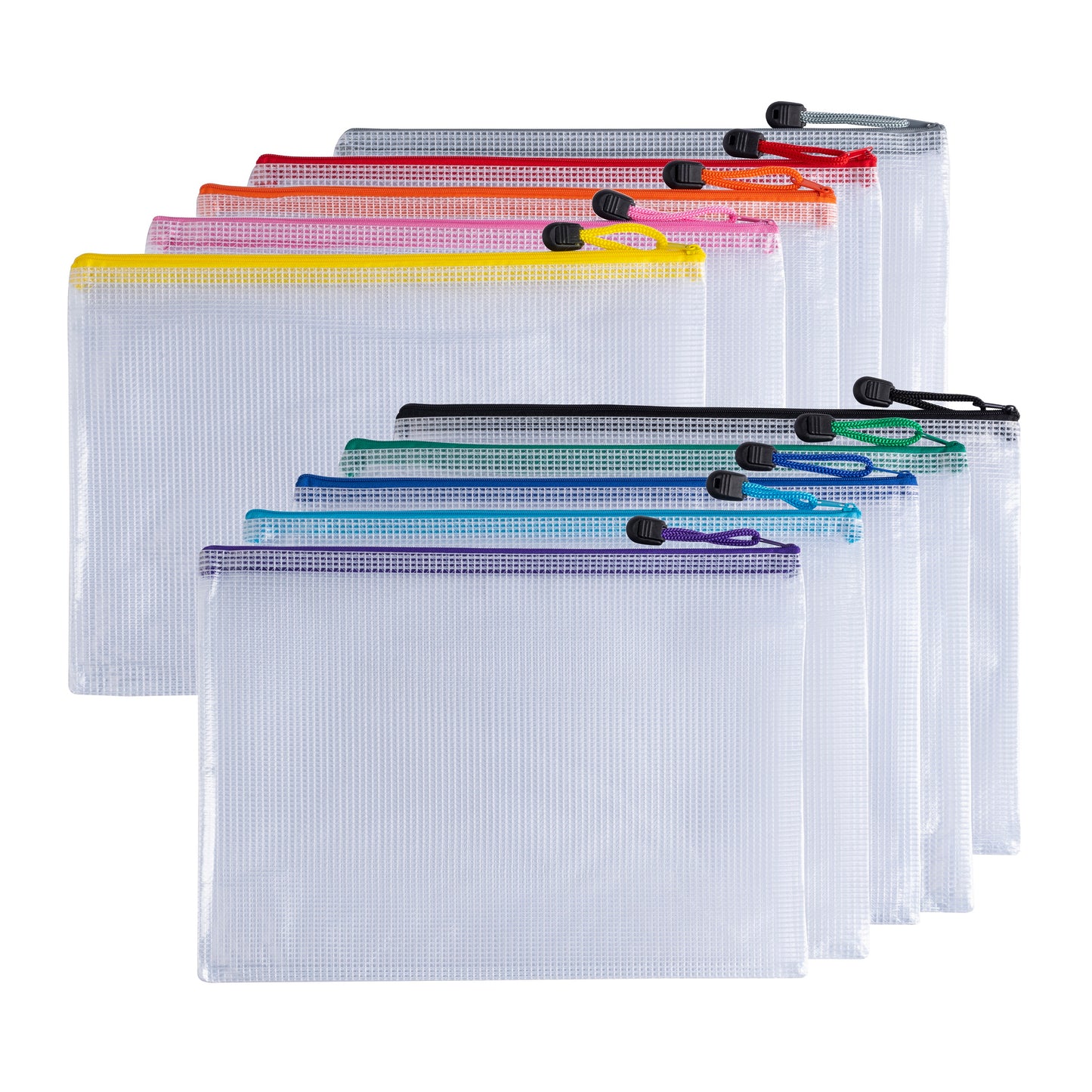 Pack of 12 A4 Light Blue PVC Mesh Zip Bags