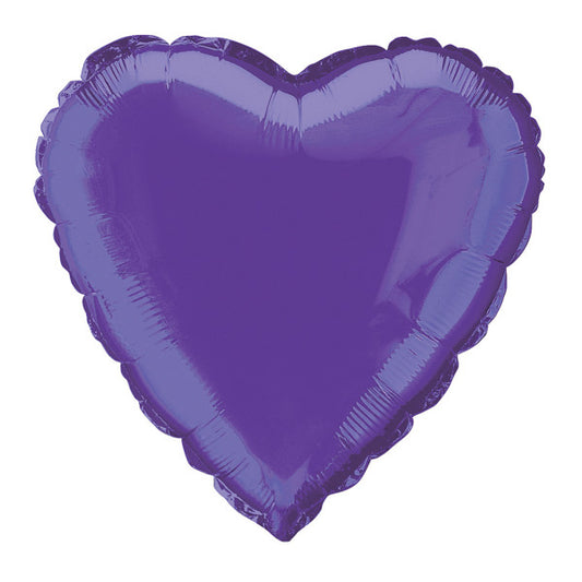 Deep Purple Solid Heart Foil Balloon 18"