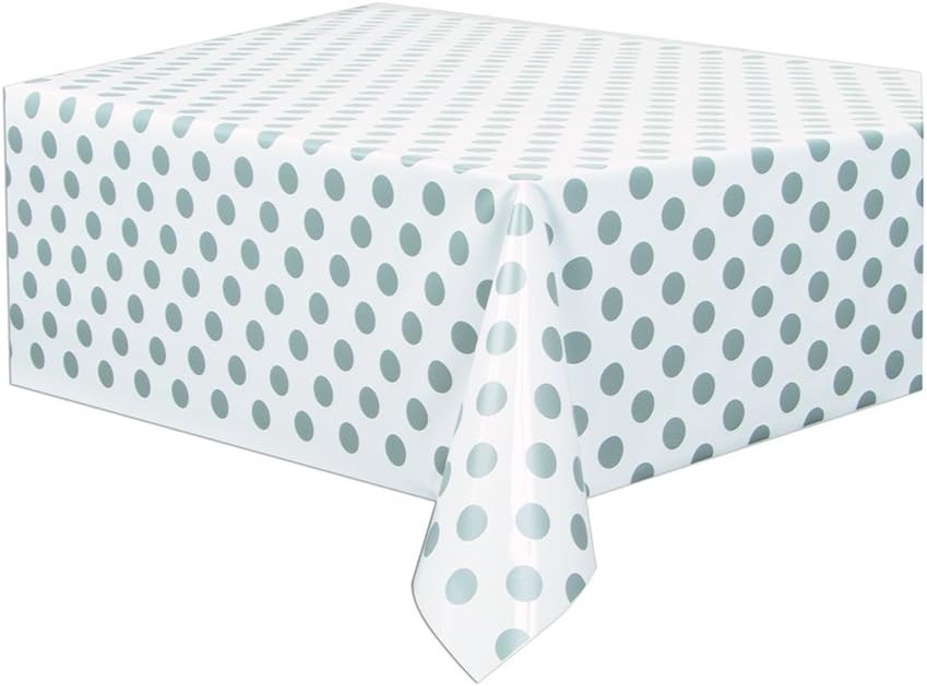 Silver Dots Rectangular Plastic Table Cover, 54"x108"