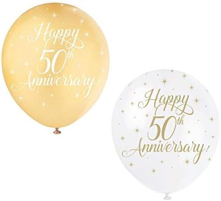 Pack of 5 Happy 50th Anniversary 12" Latex Balloons